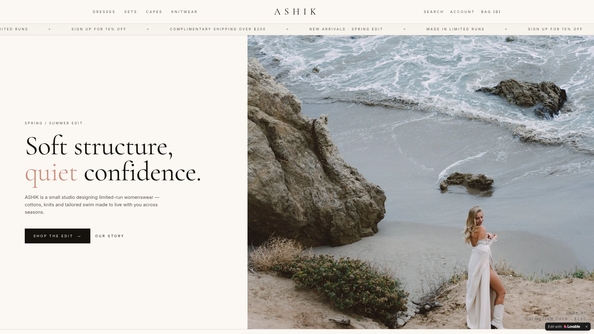 Ashik Store — Limited-run womenswear