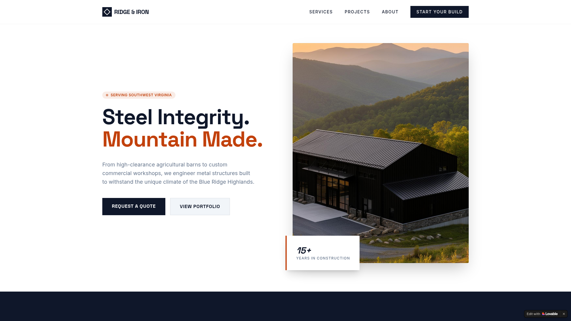 Ridge & Iron — Construction · Southwest Virginia